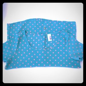 Francesca’s Boutique Teal & Pink Polkadot Top